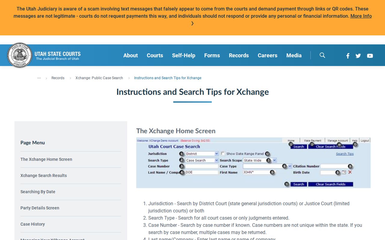 Garfield County criminal court case search fields in Xchange help