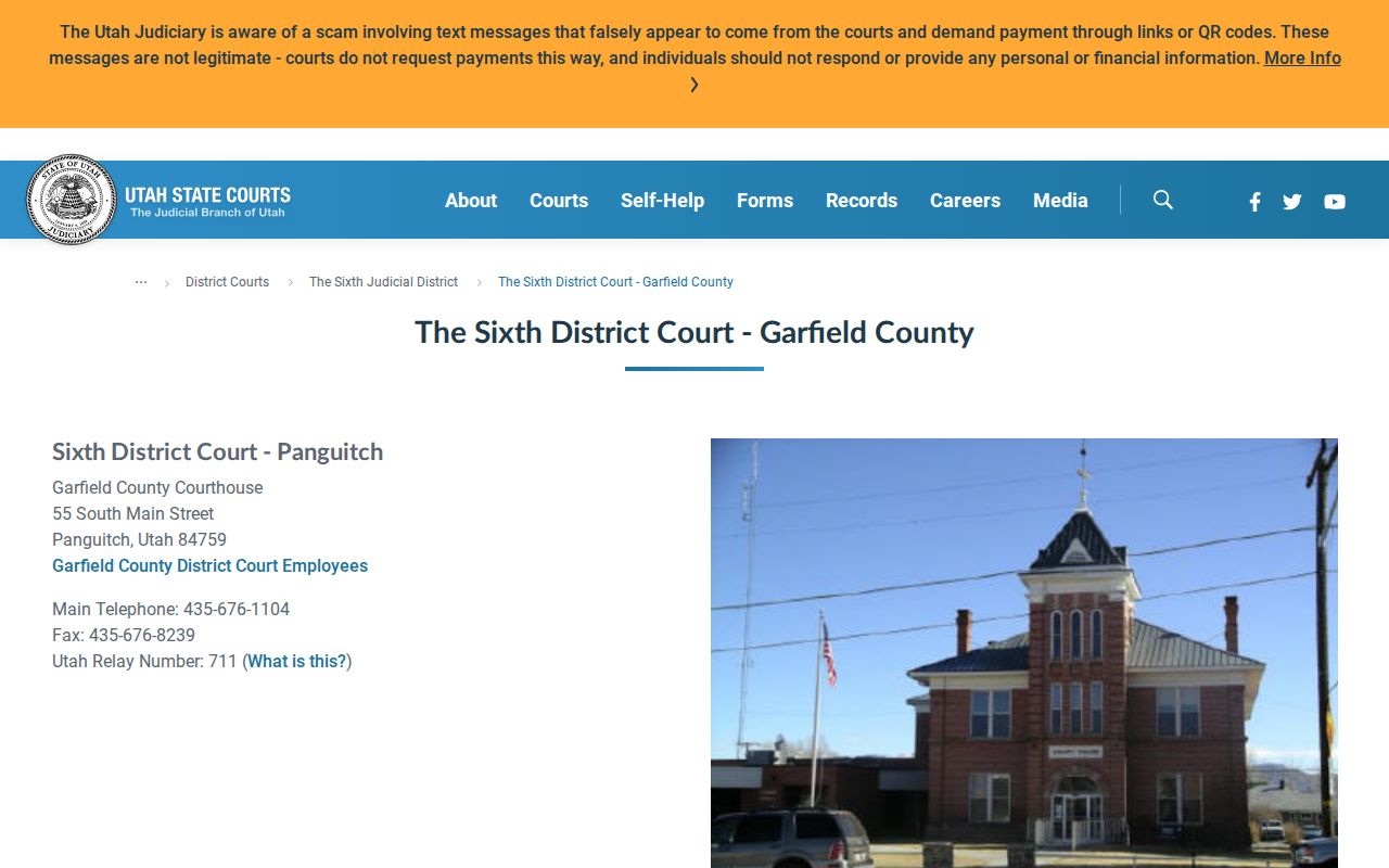 Garfield County criminal case listing for Sixth District Court in Panguitch