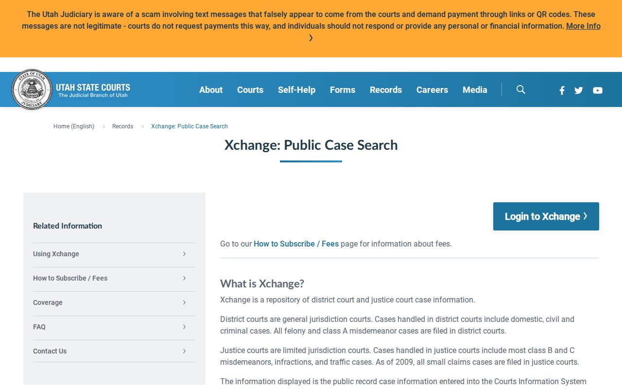 Garfield County criminal court records access through Utah Xchange