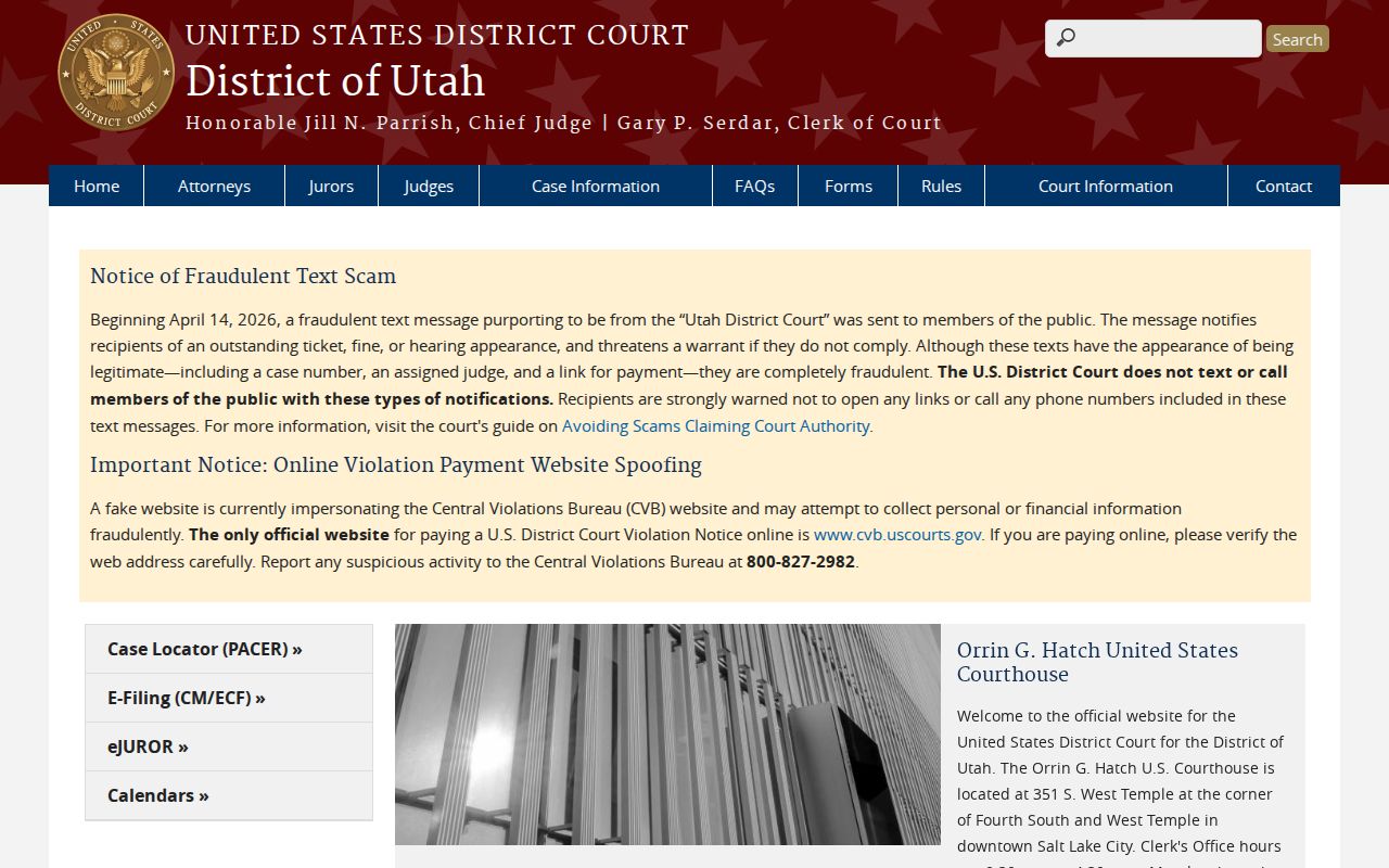 Escalante federal criminal record Garfield County court route