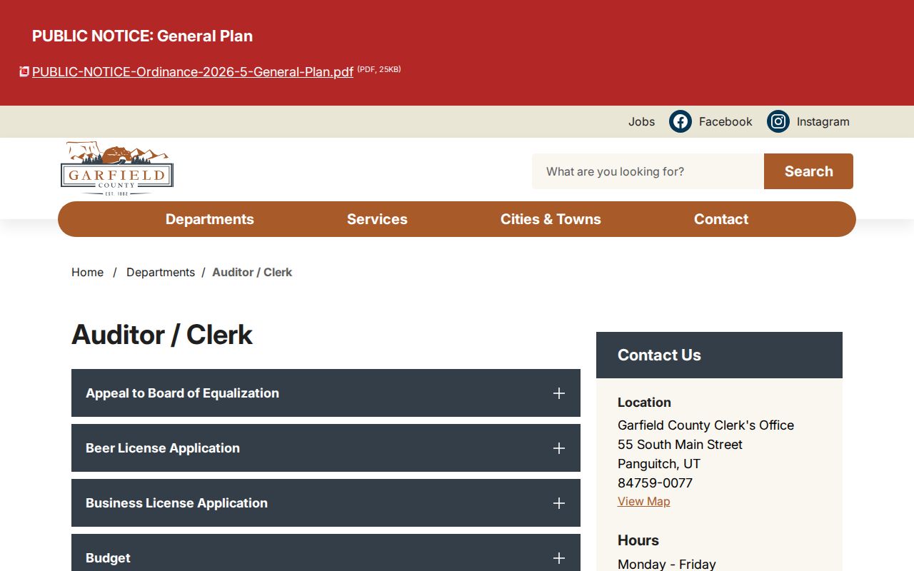 Tropic record check Garfield County Auditor and Clerk source